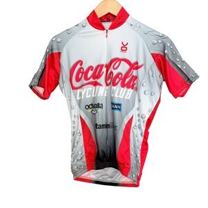 VoMax Coca-Cola Cycling Club Jersey Mens XS Gray‎ Red Polyester Made in USA